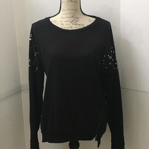 Black Rocker Distressed Sweatshirt